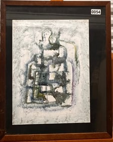 Important Mexican Abstract Expressionist Daniel Manrique Arias Mixed-Media Signed