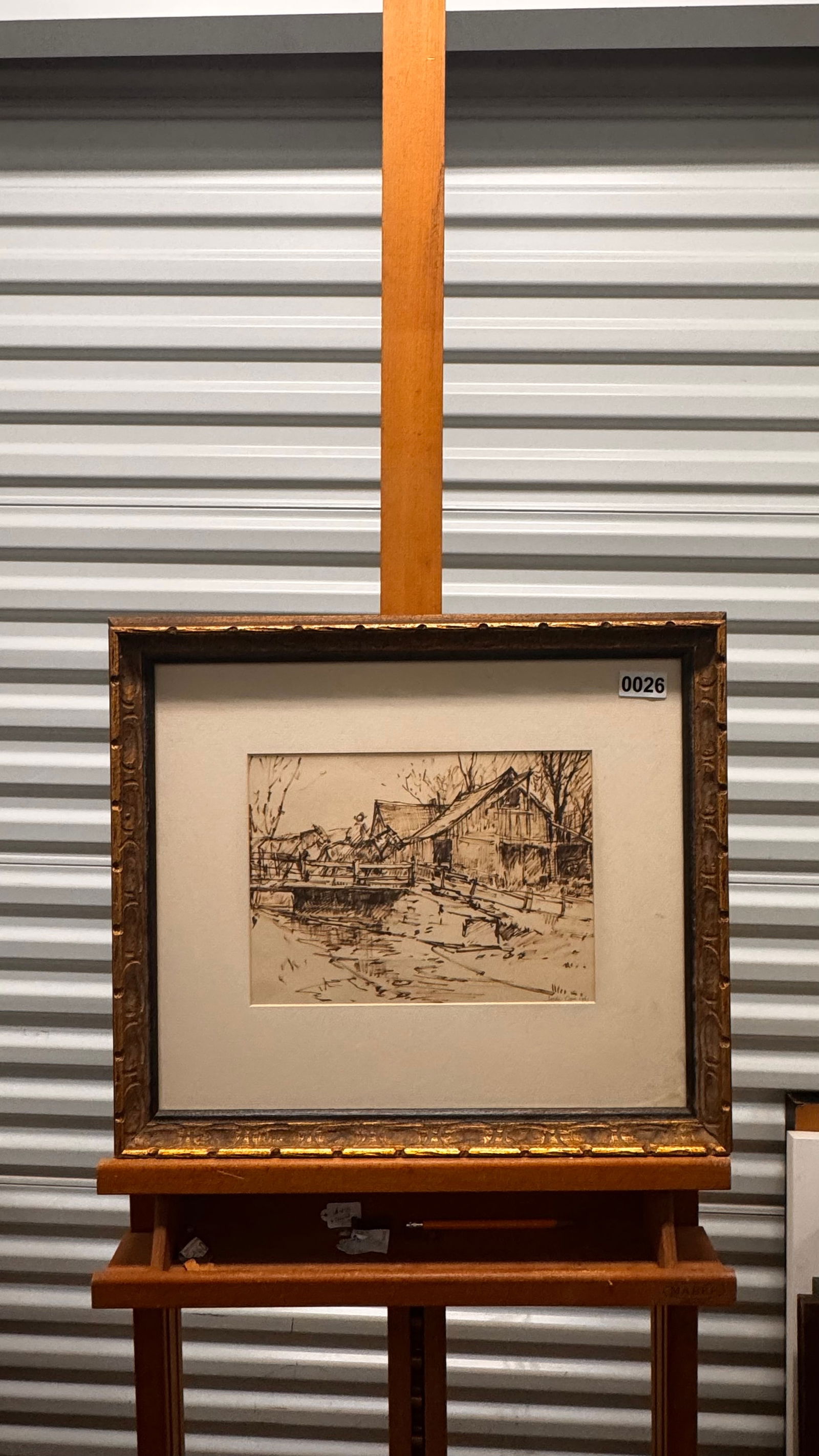 Vintage American Roseville Ohio Landscape watercolor Leslie Cope Signed 1961: Vintage American Roseville Ohio Landscape watercolor Leslie Cope Signed 1961, 8 x 11", 17 x 20" Framed Leslie Cope, painter, printmaker, and designer, was born in Stoke-on-Trent, England on August 10,