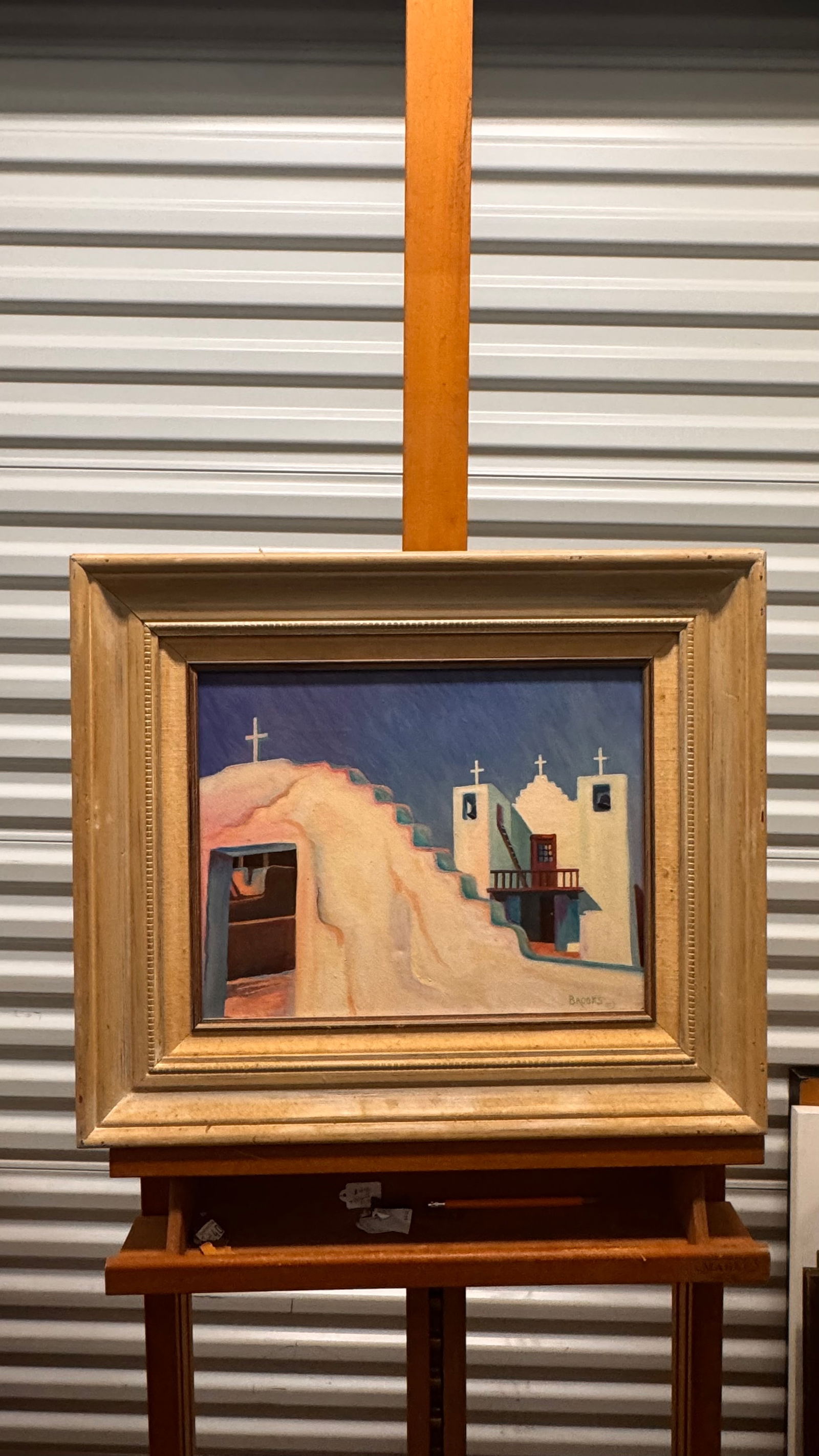 Vintage American Modernist Oil Painting Taos Pueblo New Mexico Virginia Brooks Signed (1 of 6)