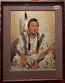 Vintage American Silkscreen Native American Indian James Bunnell