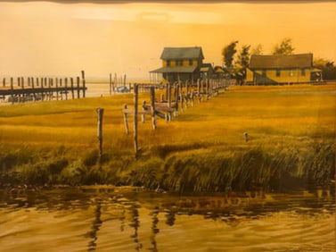 Vintage American Philadelphia Artist Michael P. Rocco New Jersey Scene Watercolor Signed