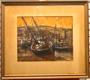 American Impressionist St.Ives Harbor 1907 John Herbert Chadwick Signed