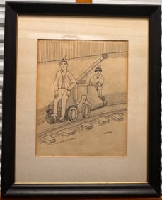 Vintage American Pennsylvania Folk Artist John "Jack" Savitsky Drawing Signed