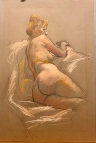 Vintage French Impressionist Female Nude In the Style of Toulouse Lautrec