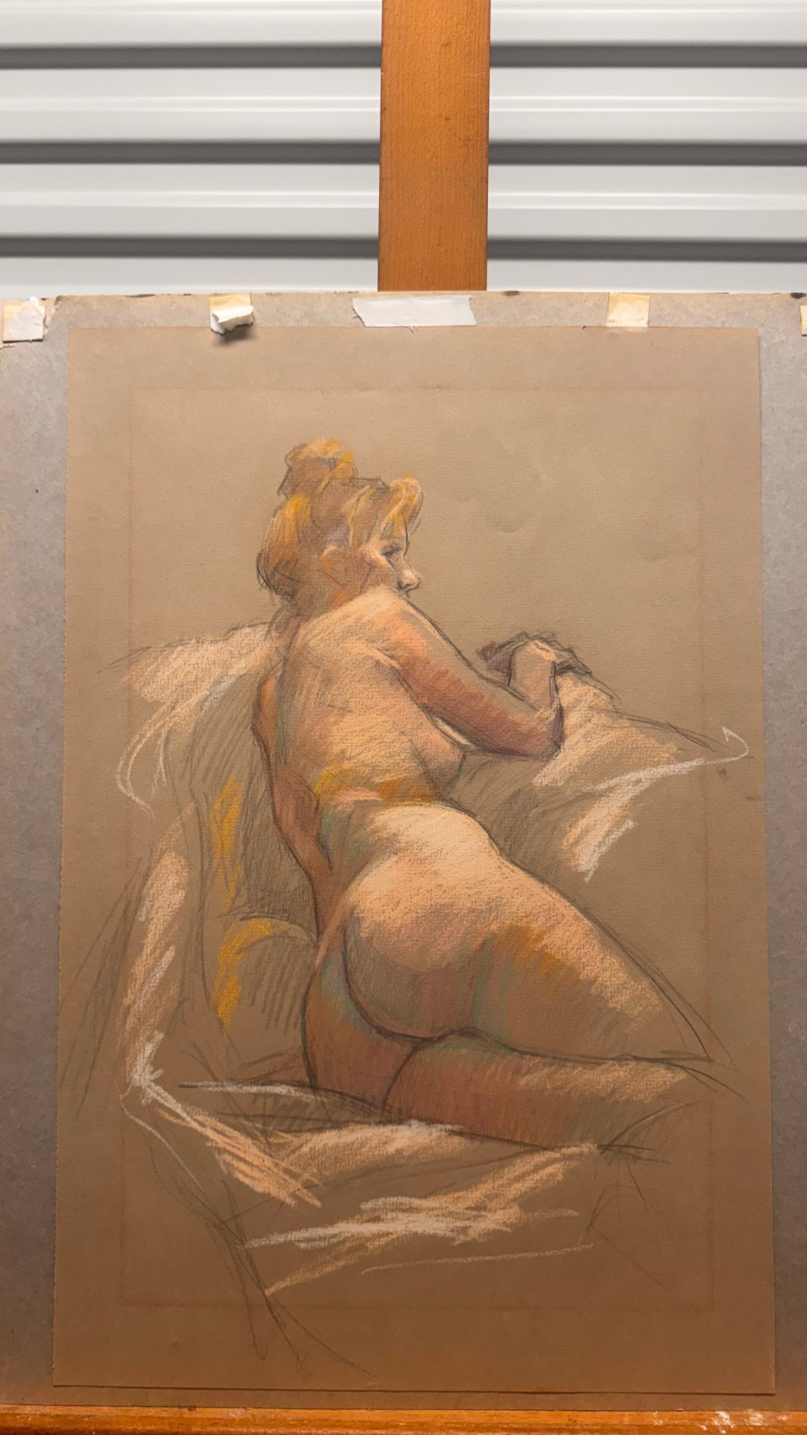 Vintage French Impressionist Female Nude In the Style of Toulouse Lautrec: Vintage French Impressionist Female Nude In the Style of Toulouse Lautrec, with watermark on paper,