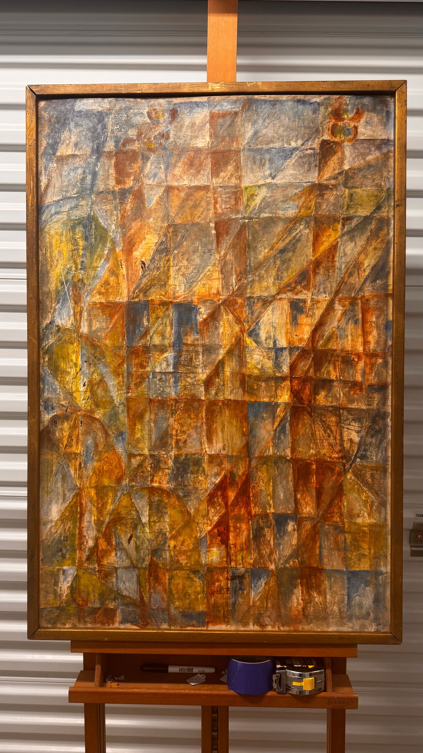 Vintage 1950's American Cubist Abstract Oil Painting (1 of 6)