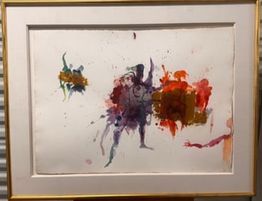 Vintage Figurative Abstract Expressionist Signed Mystery Gold Leaf