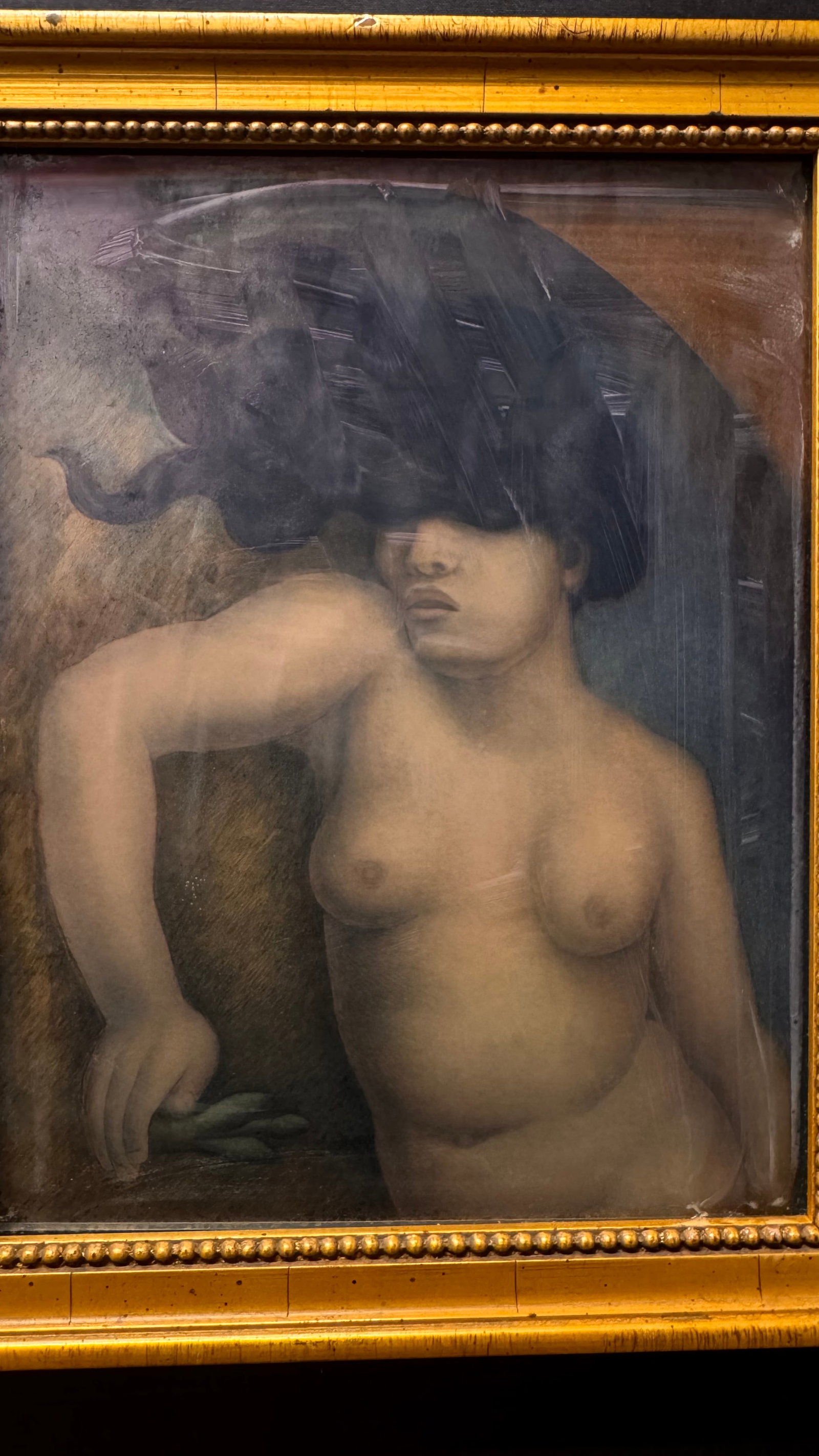 Vintage Spanish Modernist Female Nude Watercolor: Vintage Spanish Modernist Female Nude Watercolor, 8 x 10 1/2", 25 x 20" Framed