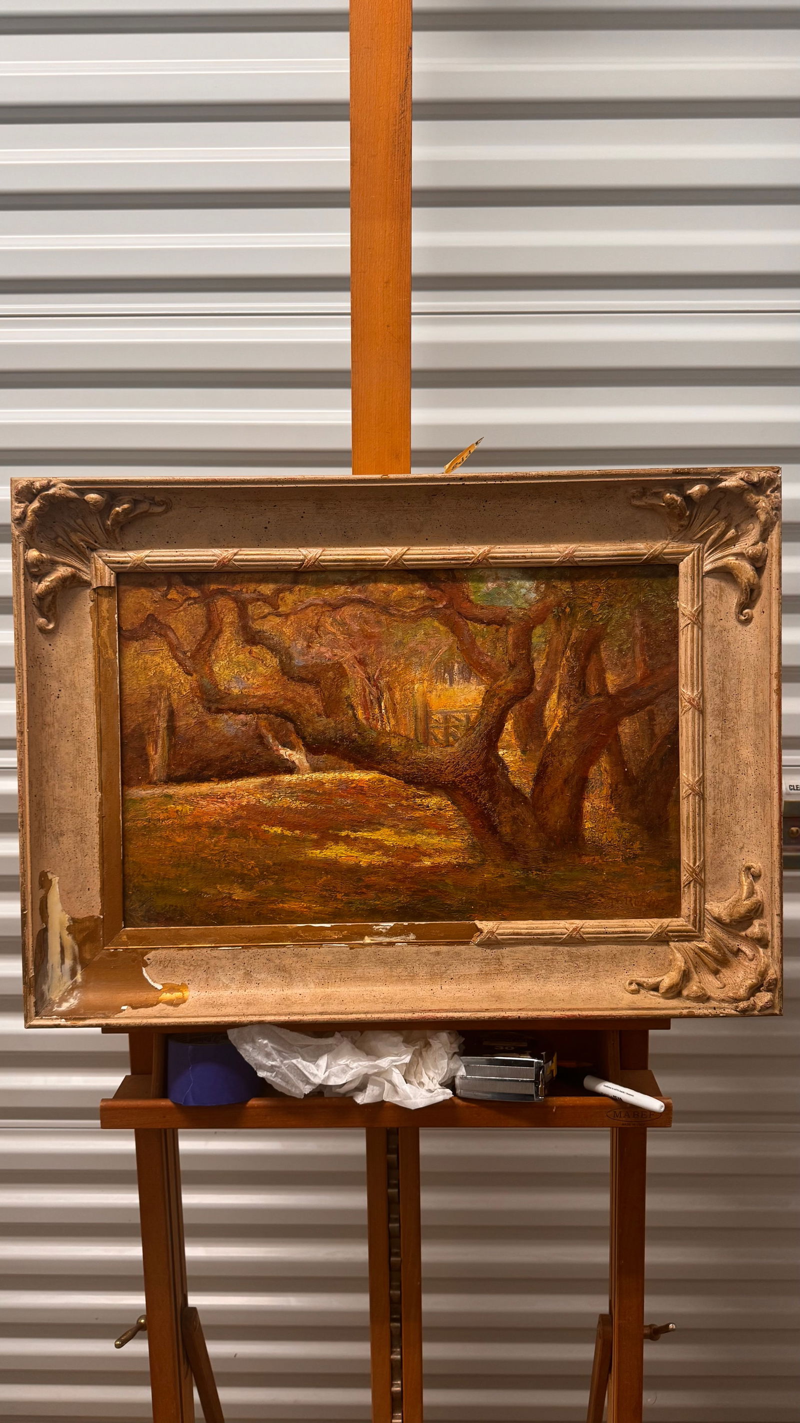 Vintage AMerican Impressionist Landscape Oil Painting Signed Illegible (1 of 7)