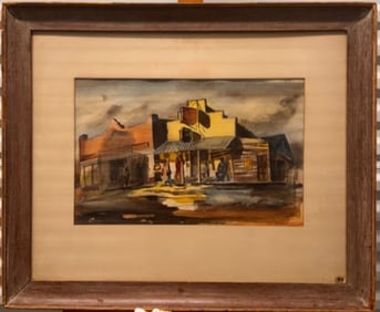 Vintage American Florida WPA Landscape Watercolor Signed Exhibited