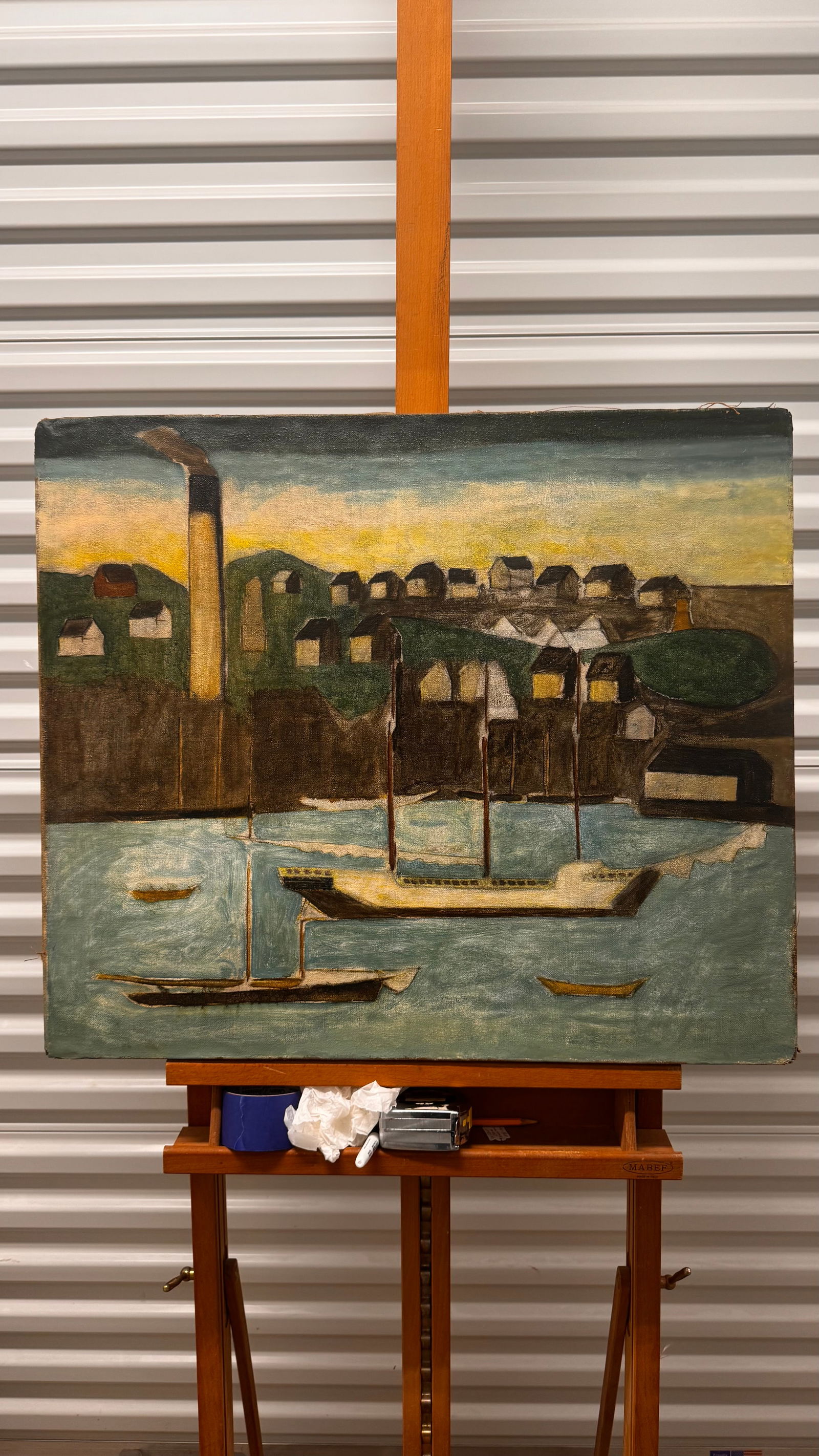 Vintage American Massachusetts Avant-Garde Pre-War Modernist Myron Lechay oil Painting 1922 (1 of 9)