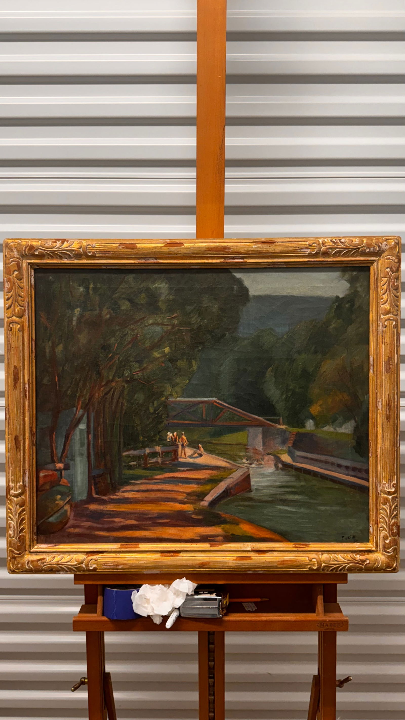 Philadelphia Impressionist Frederick James Gill New Hope Canal Oil Painting Signed (1 of 7)