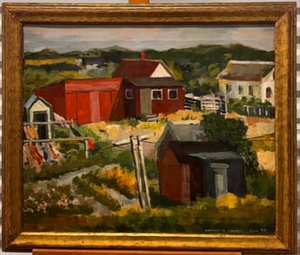 Vintage American Female Impressionist Artist Corinne Warren 1945 Oil Painting Signed