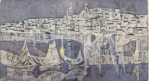 American New York Abstract Modern Artist Dean Ellis Oil Painting Signed