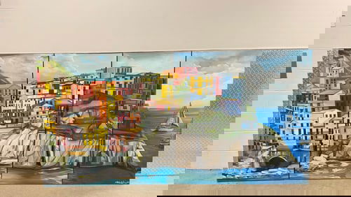 American Boston Artist Modern Abstract Irene Valincius Oil Painting Signed