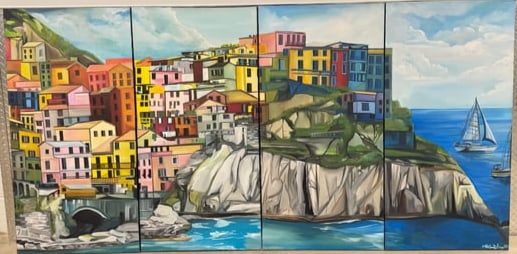 Contemporary Pennsylvania Modern Artist Melissa Showalter Signed Italy Oil Painting