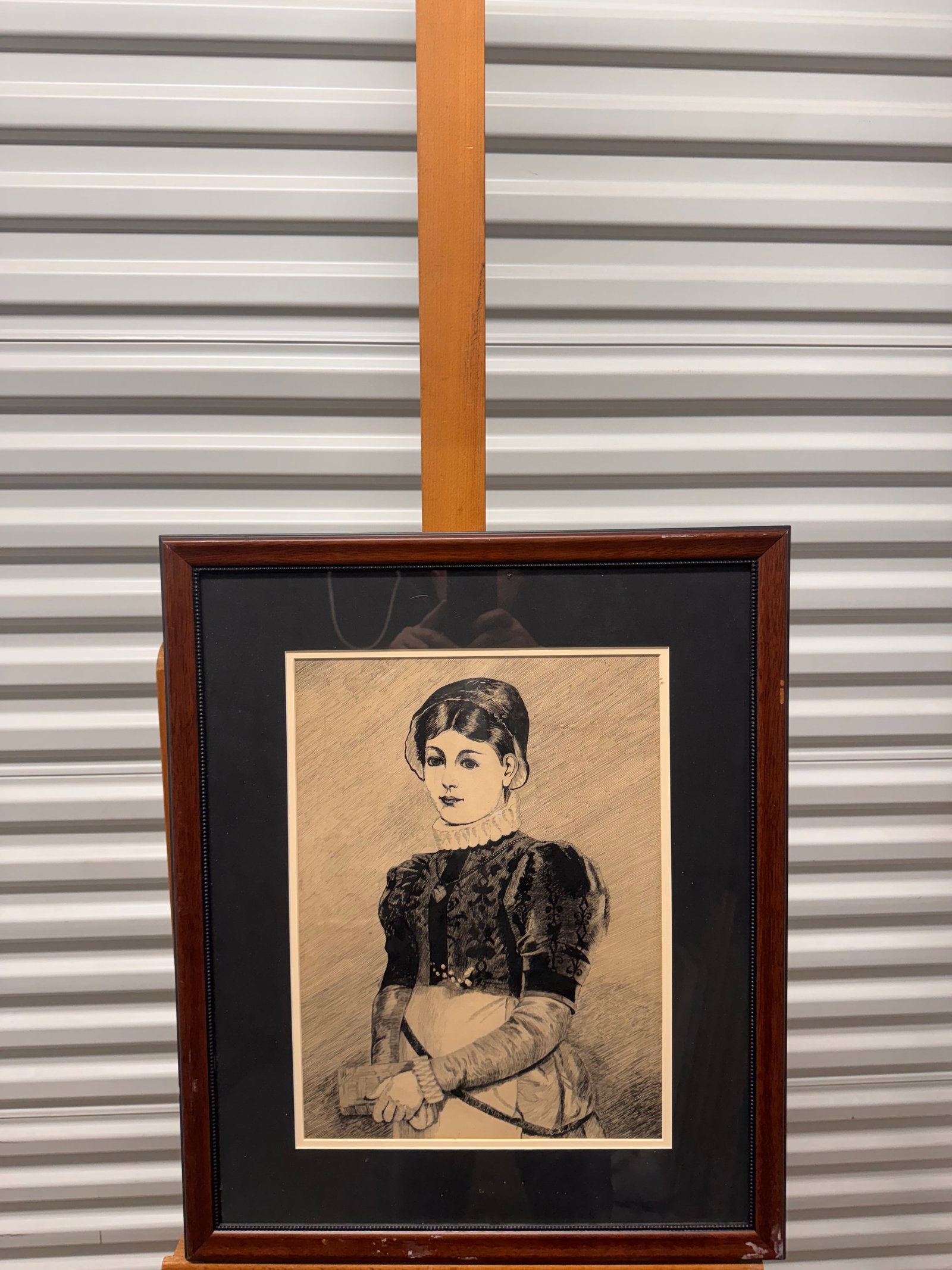 Antique 19th Century American Impressionist Portrait beautiful young woman Drawing (1 of 3)