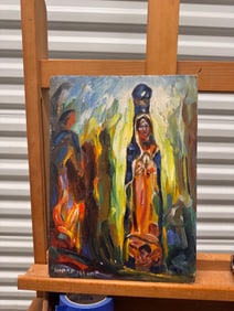 French Parisian Expressionist Contemporary Oil Painting Signed