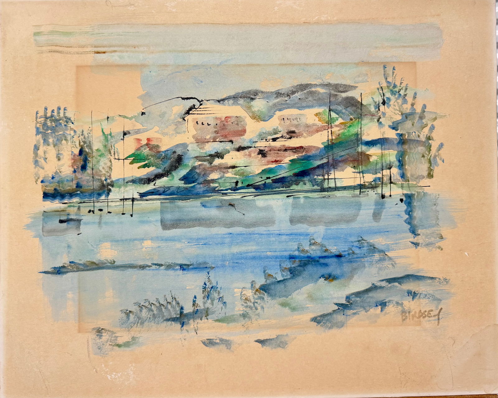 Vintage Alfred Birdsey Abstract Watercolor Bermuda 1 (1 of 4)