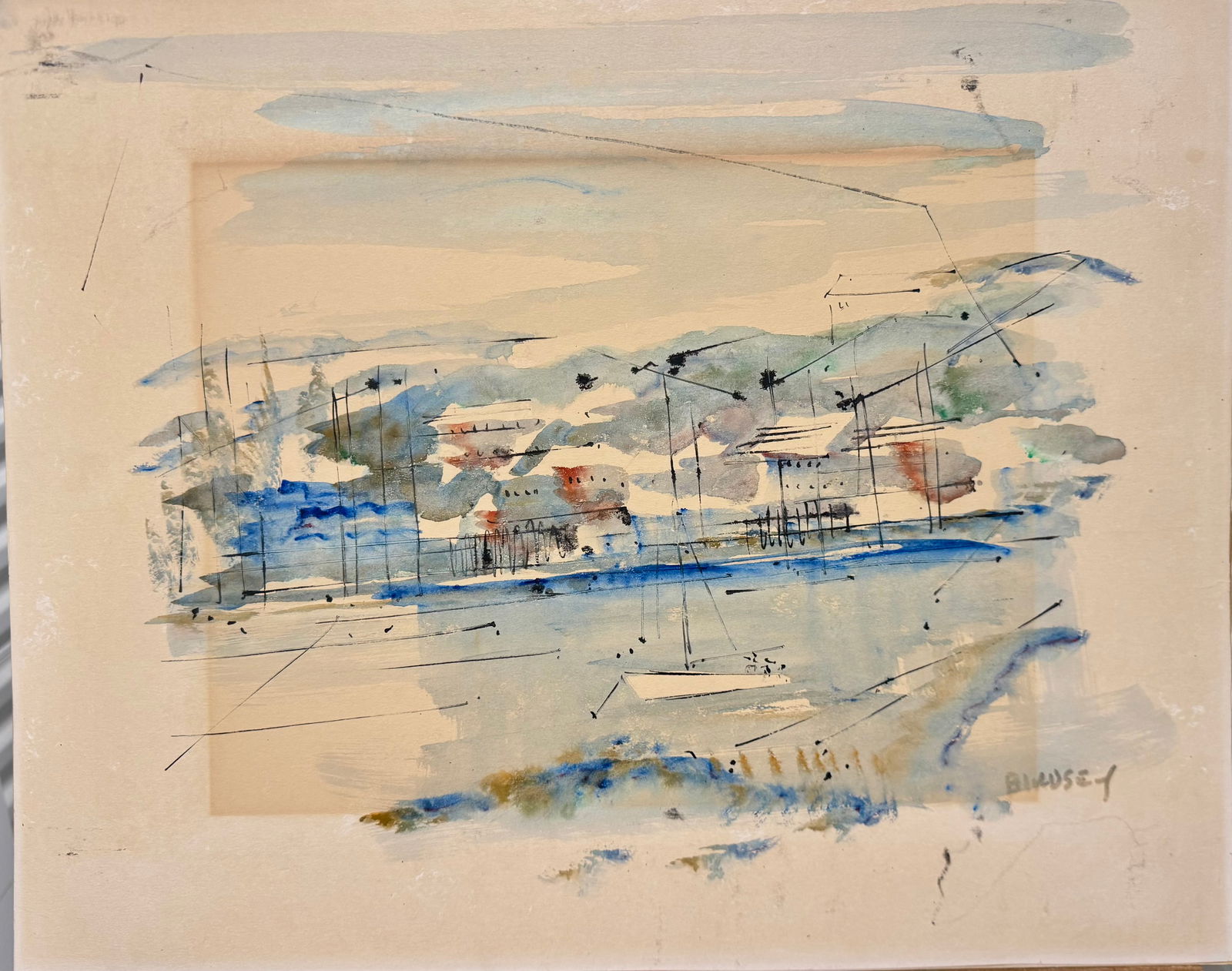 Vintage Alfred Birdsey Abstract Watercolor Bermuda 2 (1 of 3)