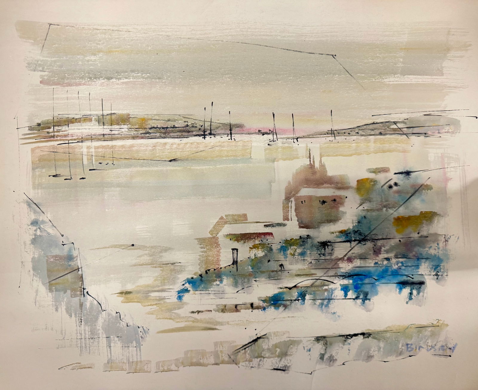 Vintage Alfred Birdsey Abstract Watercolor Bermuda 5 (1 of 2)