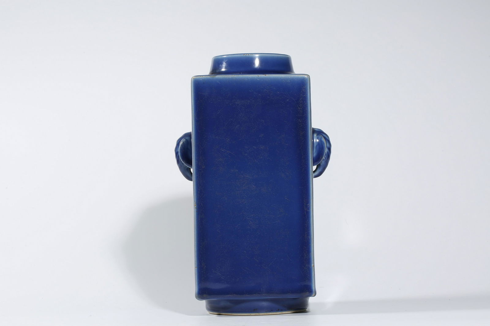 A CHINESE PORCELAIN  BLUE-GLAZED CONG VASE MARKED GUANG (1 of 14)