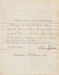 10th President JOHN TYLER - Doc Signed