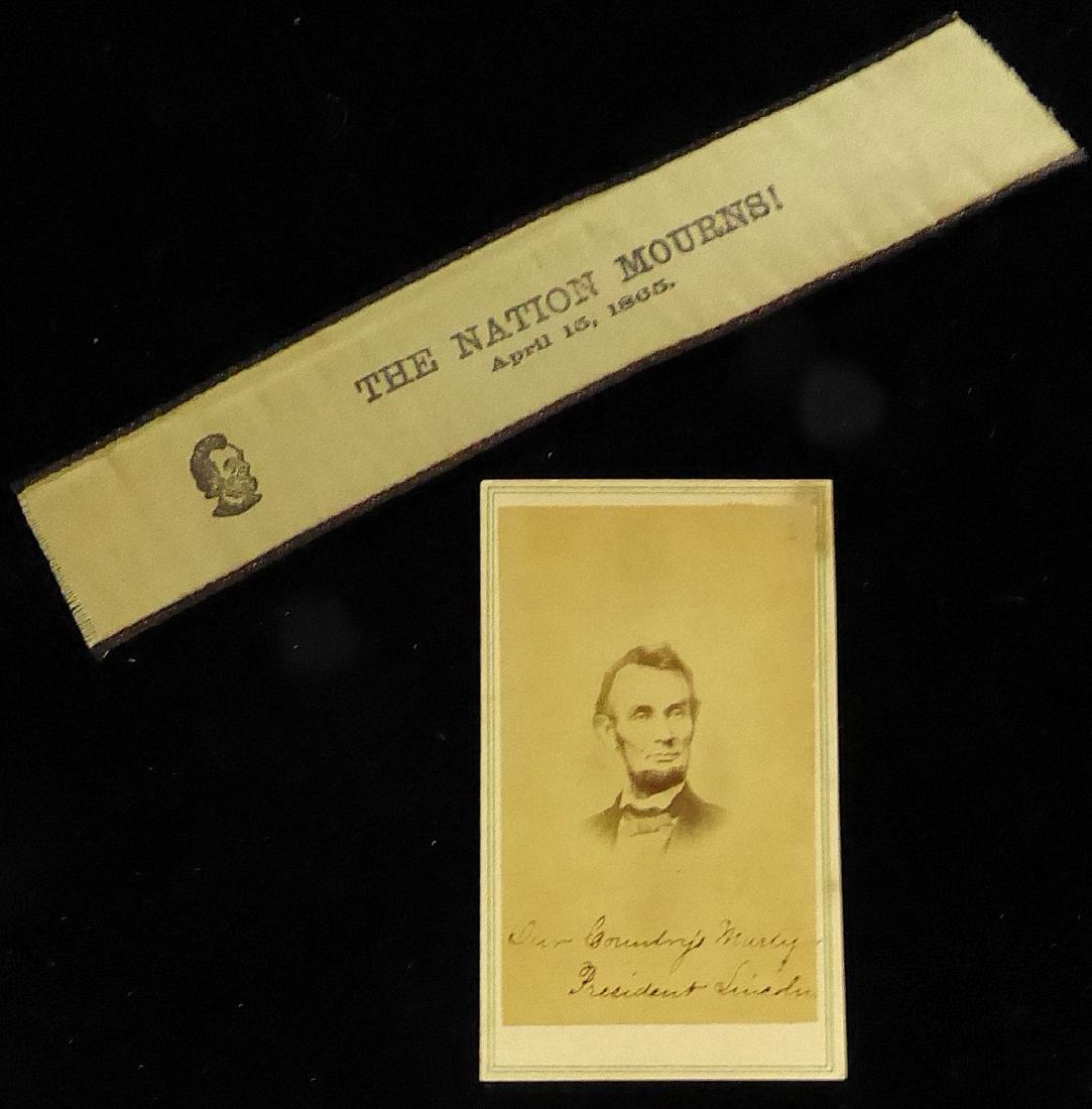 (ABRAHAM LINCOLN) - Mourning Ribbon & cdv (1 of 1)