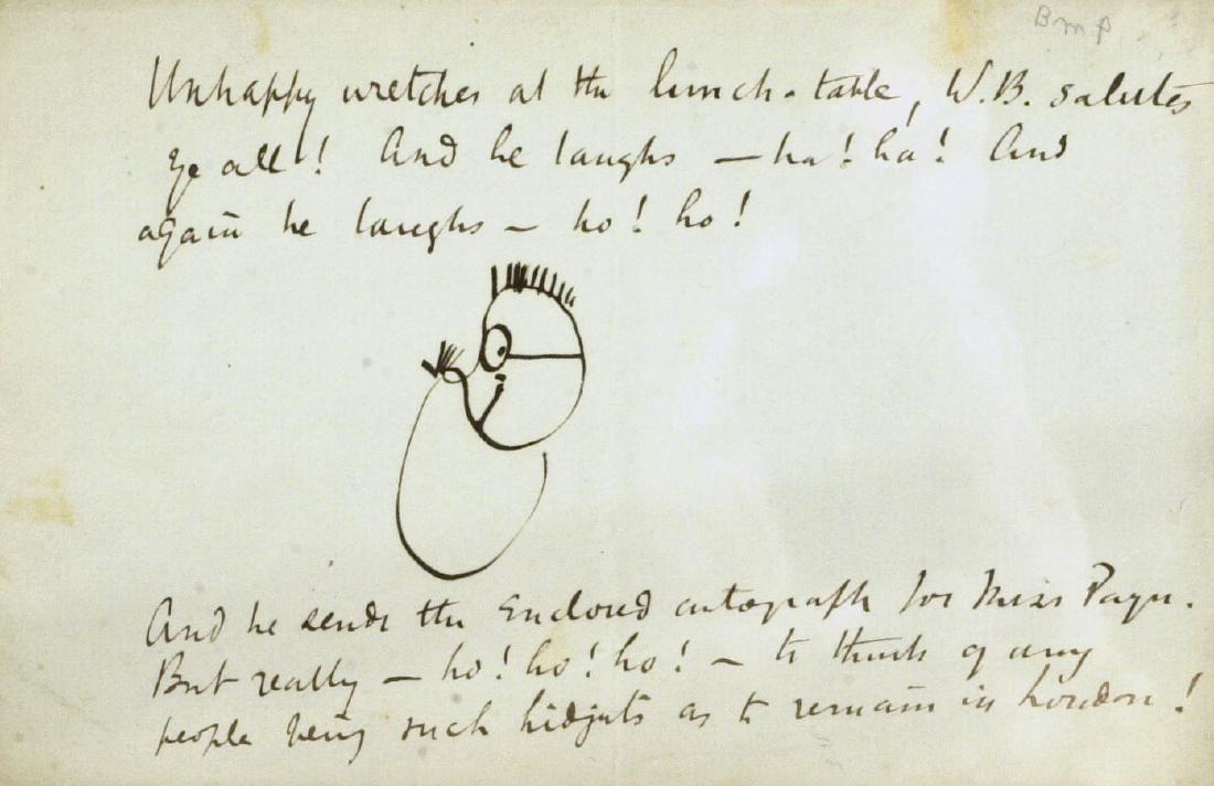 Irish Poet WILLIAM BUTLER YEATS - ANS & Sketch (1 of 1)