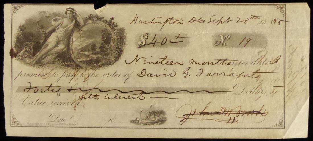 Admiral DAVID G FARRAGUT - Check Endorsed (1 of 2)