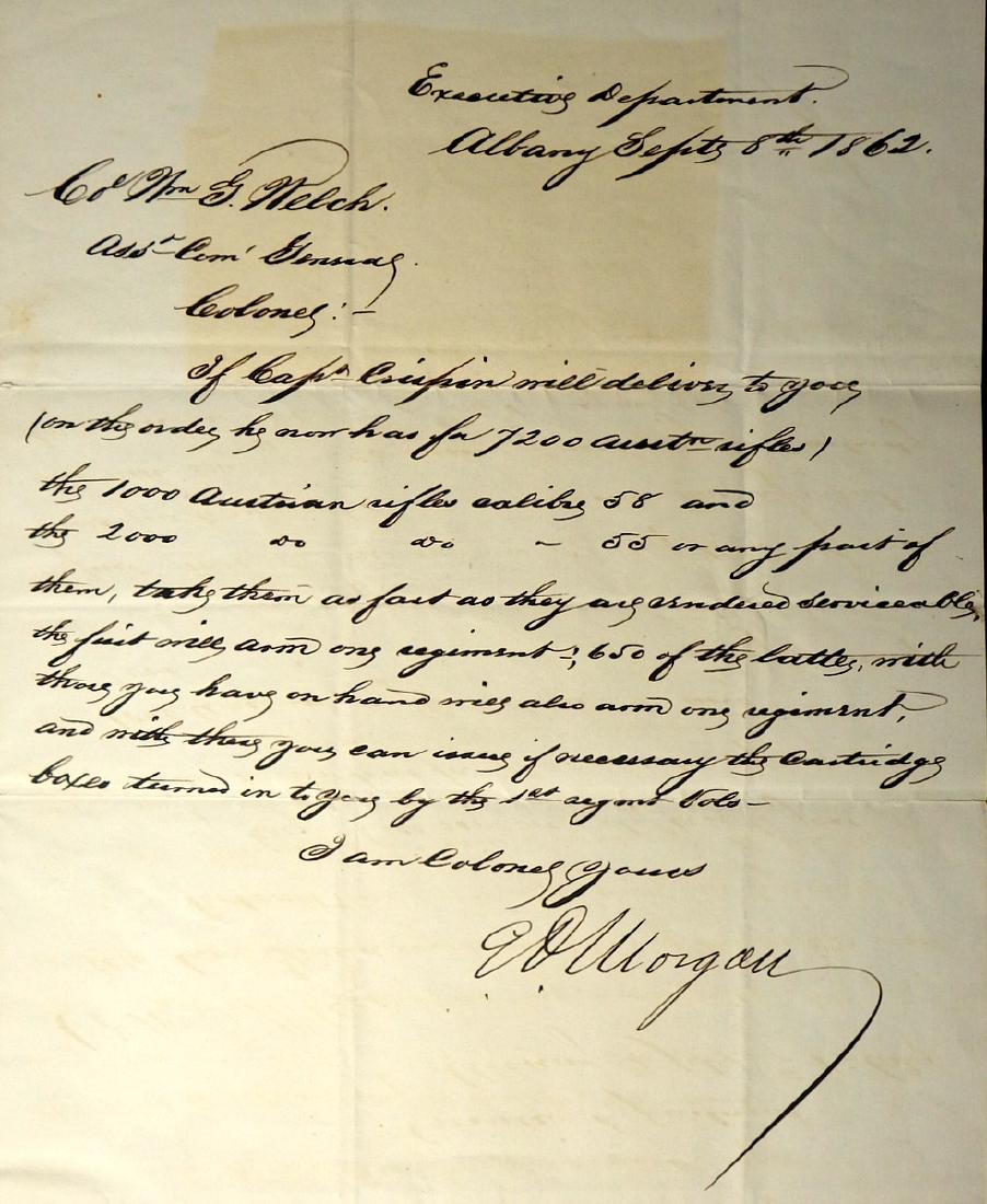 Union Gen, NYS Gov EDWIN MORGAN - Ltr Signed (1 of 1)