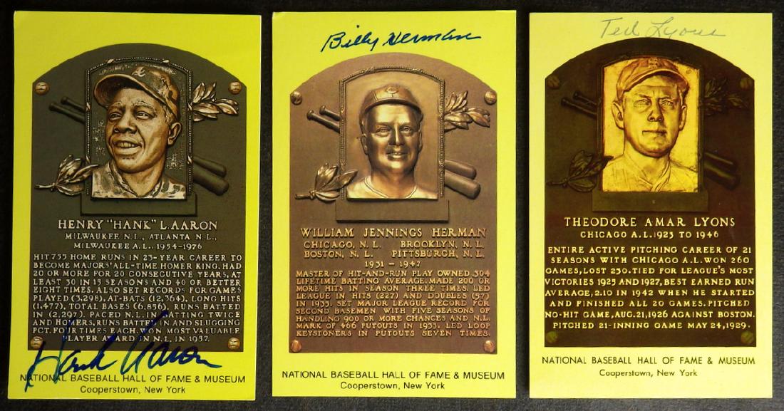 5 HOFers - Plaque Cards Signed ROUSH, LYONS etc (1 of 2)