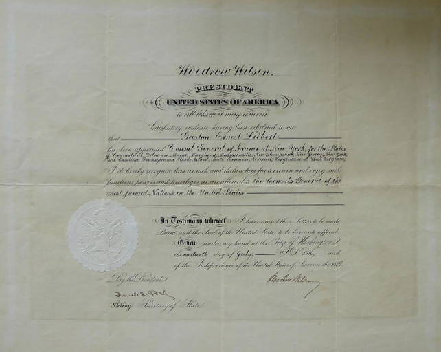 Woodrow Wilson Diplomatic Appointment Signed