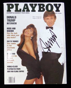 DONALD TRUMP - Playboy Magazine, Signed: Donald Trump. Complete, unblemished copy of the March 1990 Playboy magazine, featuring an interview with Donald Trump, signed on the cover, on his image.