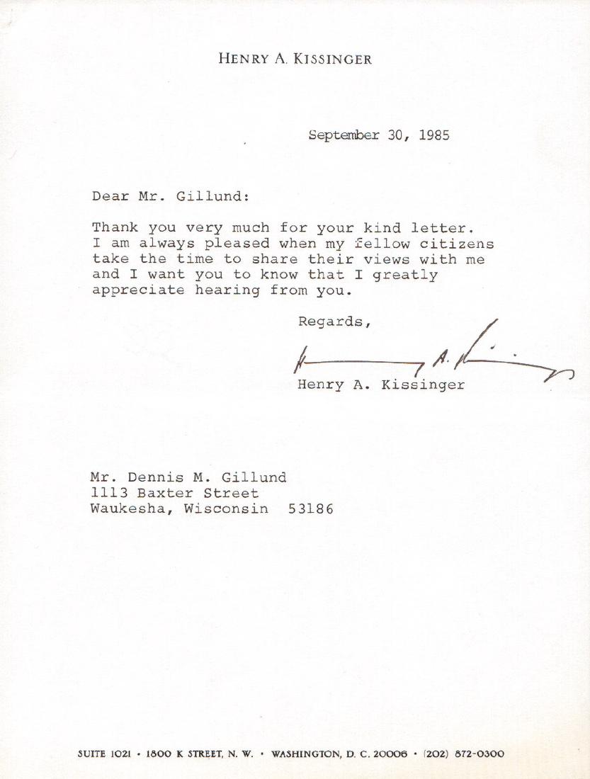 Diplomat HENRY KISSINGER - Typed Ltr Signed (1 of 1)