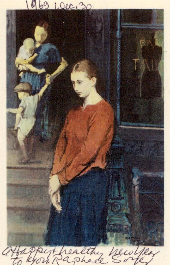 RAPHAEL SOYER - Postcard Photo of His Painting Signed (1 of 1)