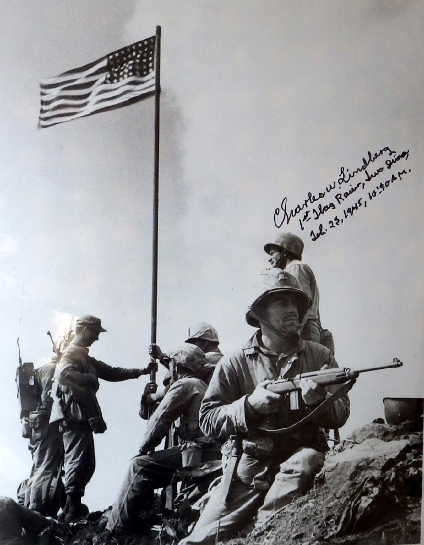 CHARLES LINDBERG - Iwo Jima Flag Raising Photo Signed (1 of 1)