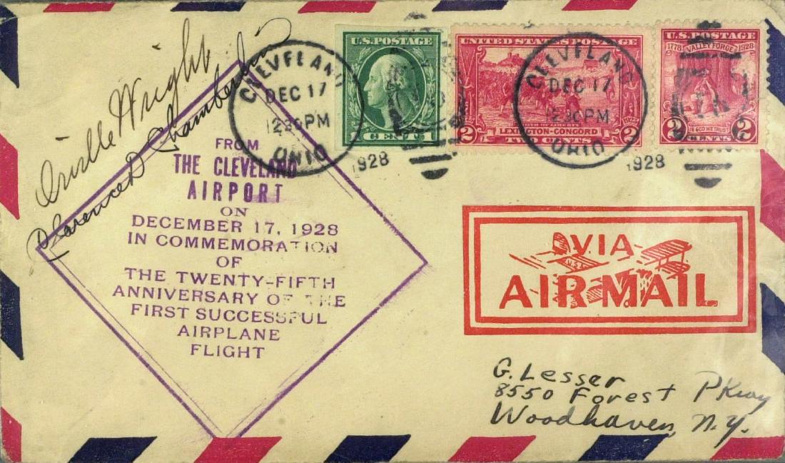 ORVILLE WRIGHT & CLARENCE CHAMBERLAIN - Cvr Signed (1 of 1)