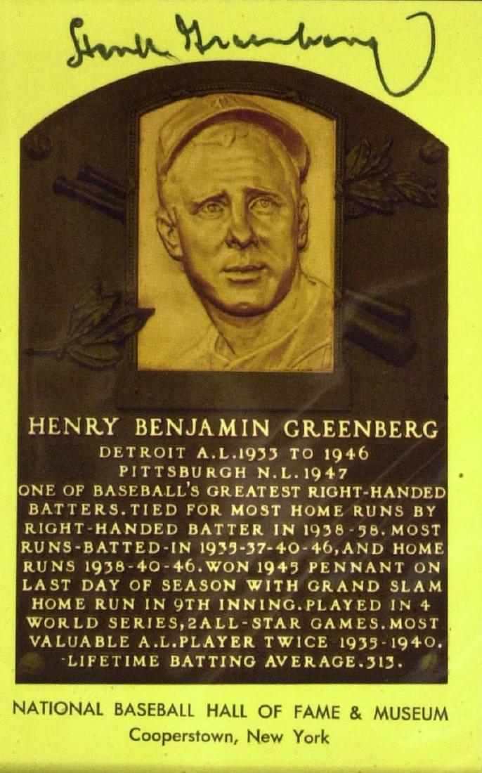 First Baseman HANK GREENBERG - Gold HOF Plaque Signed (1 of 1)