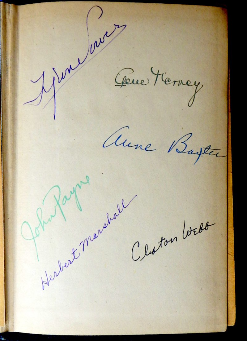 1946 Film THE RAZOR's EDGE - Book signed by 6 Stars (1 of 2)
