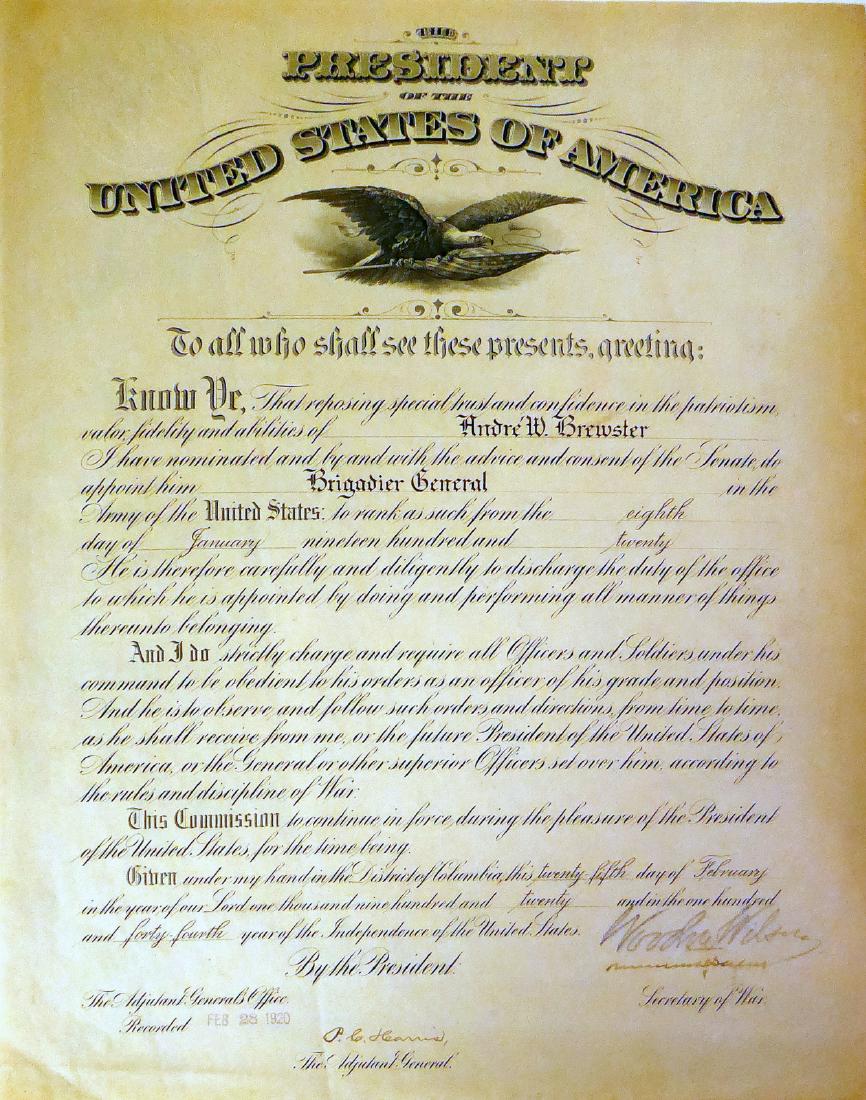 WOODROW WILSON - Military Appointment Brig General (1 of 2)