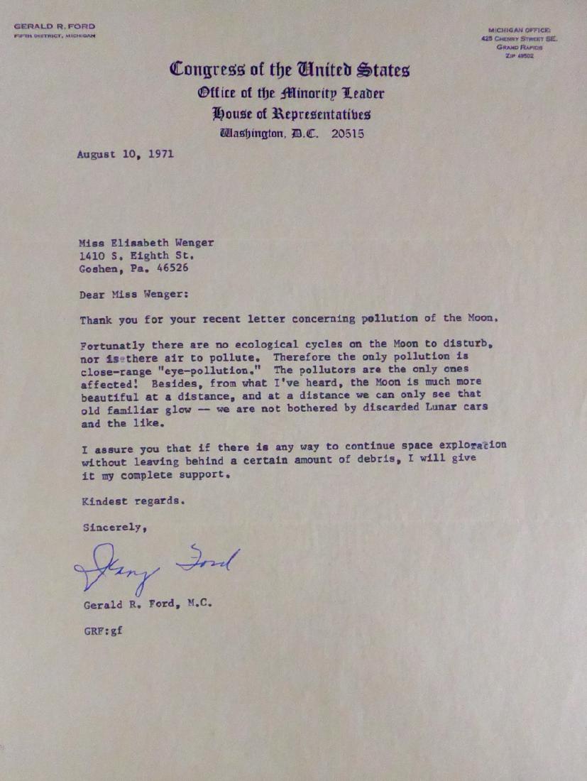 38th Pres GERALD R FORD - TLS re "Lunar Litter" (1 of 1)