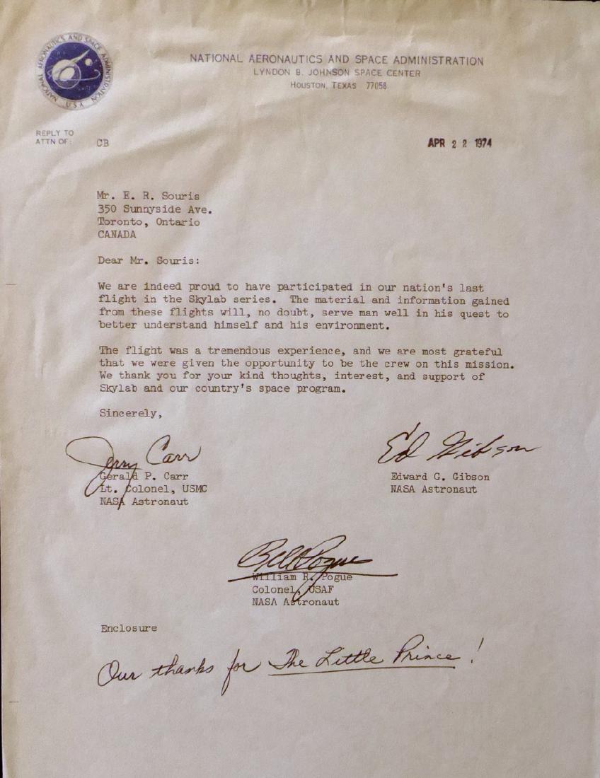 SKYLAB - 4 Typed Ltr Signed by Crew (1 of 1)