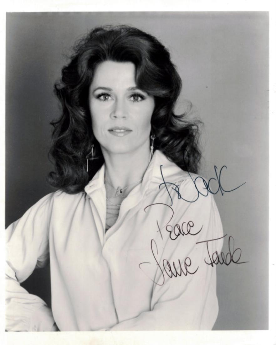 Actress JANE FONDA - Photo Signed: Jane Fonda (1937- ) Actress. Fonda, the daughter of Henry Fonda, is a two-time Academy Award winner and two-time BAFTA Award winner. In 2014, she was the recipient of the American Film Institute AFI L