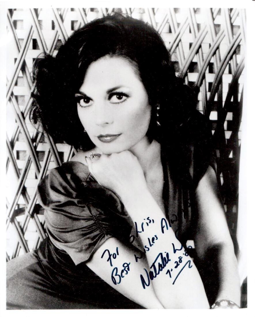 Actress NATALIE WOOD - Photo Signed: Natalie Wood (1938-1981) Actress. Wood starred in the films Rebel Without a Cause with James Dean and in West Side Story as Maria. She drowned during a boating trip in 1981. 8” x 10” black and whi