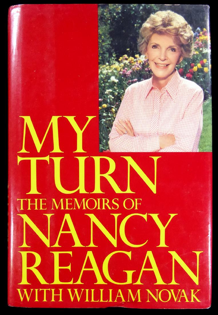 NANCY REAGAN - Her Book Signed, 1st Ed: Nancy Reagan (1921-2016) First Lady. Her book, My Turn, Random House, 1987, first edition, signed on the first title page. With documentation from JSA, who have found it important to affix their stick