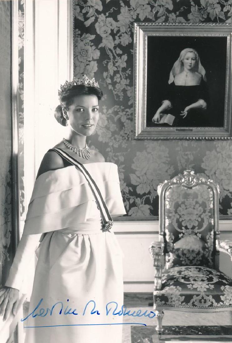 Monaco CAROLINE, PRINCESS of HANOVER - Photo Signed: Caroline, Princess of Hanover (1957- ) Princess. Caroline is the eldest child of Rainier III, Prince of Monaco, and American actress Grace Kelly. She has been heir presumptive to the throne of Monaco 