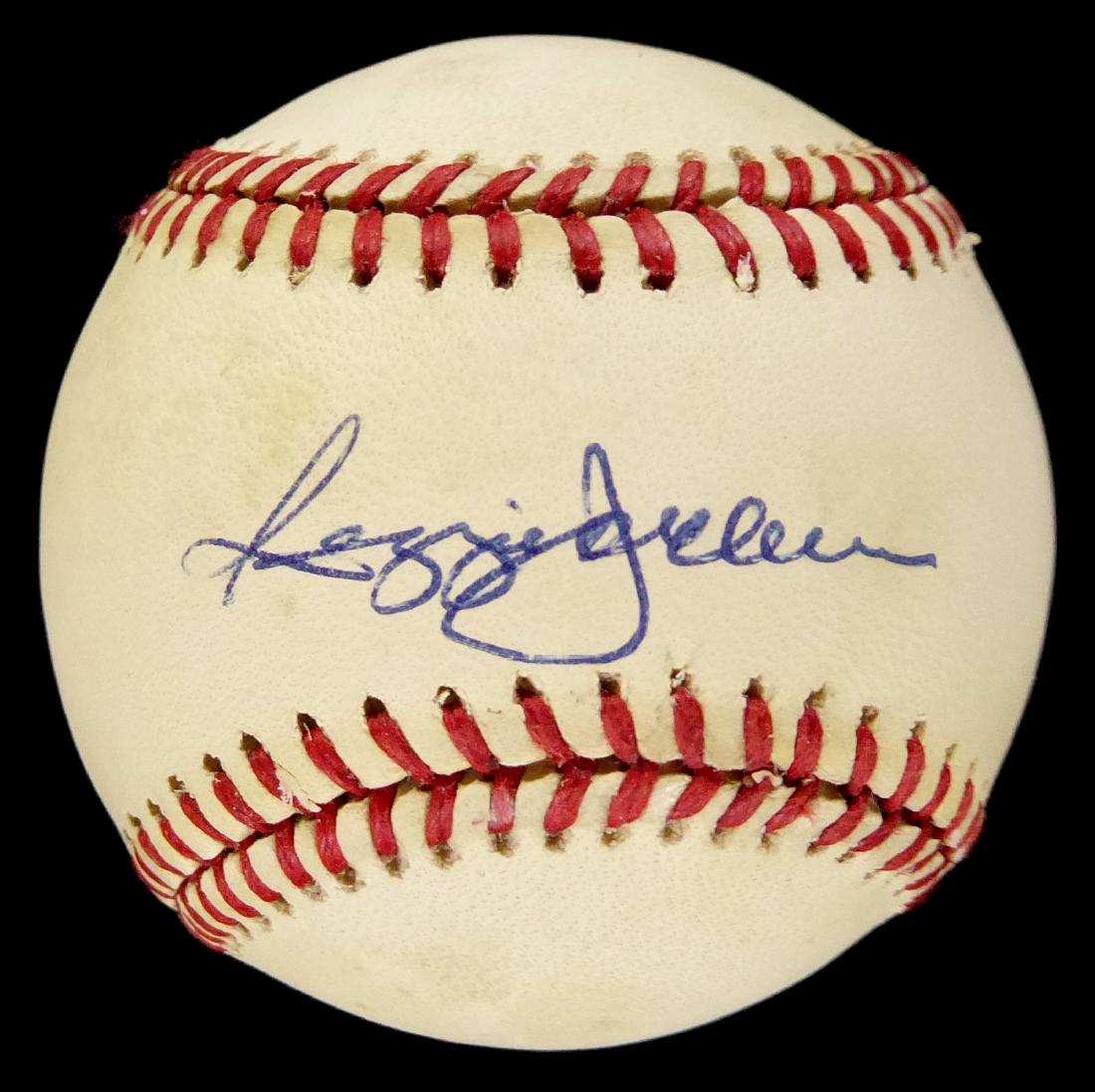 Outfielder REGGIE JACKSON - AL Baseball Signed: Reggie Jackson (1946- ) Jackson compiled a lifetime slugging percentage of .490 and earned American League MVP honors in 1973. He earned the nickname Mr. October for his World Series heroics with both