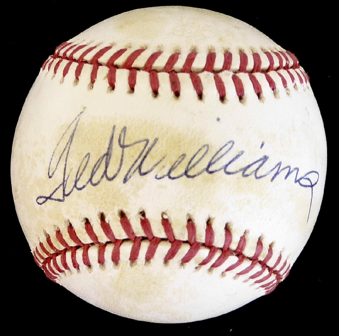 Bosox TED WILLIAMS - AL Baseball Signed: Ted Williams (1918-2002) Williams was one of baseball's greatest hitters. He set numerous batting records despite missing nearly five full seasons due to military service and two major injuries. His a