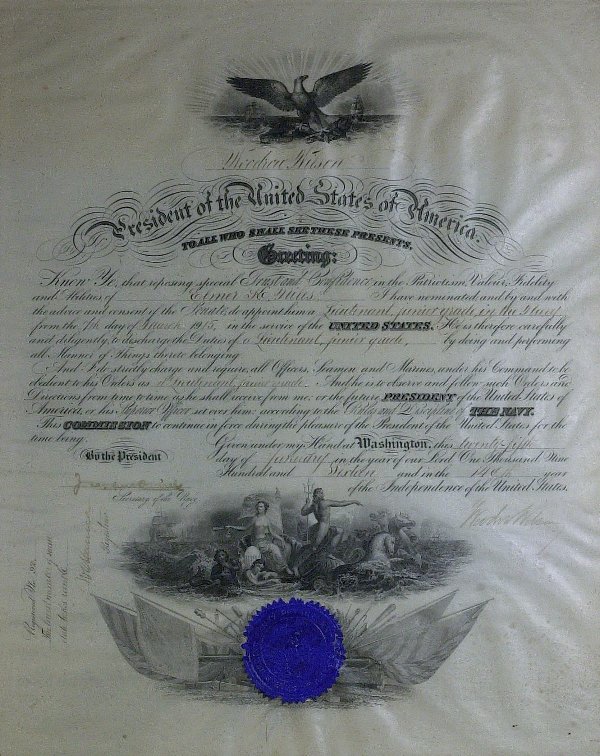 President WOODROW WILSON - Appointment Signed